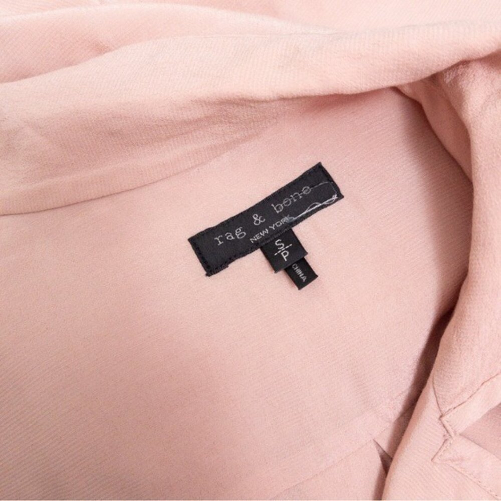 rag & bone Dean Drape Front Blouse Shirt S Dusty Rose Twist Faux Wrap - Picture 6 of 13